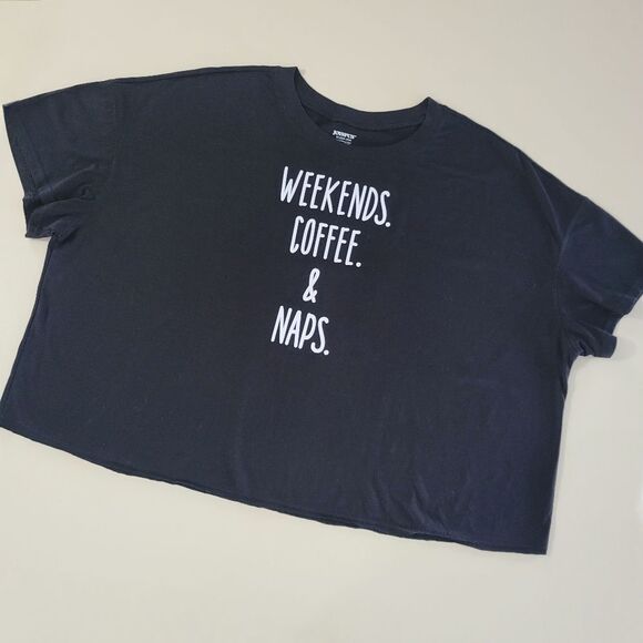 Joyspun Women's Black Crewneck Graphic Short Sleeve Tee - Picture 6 of 13